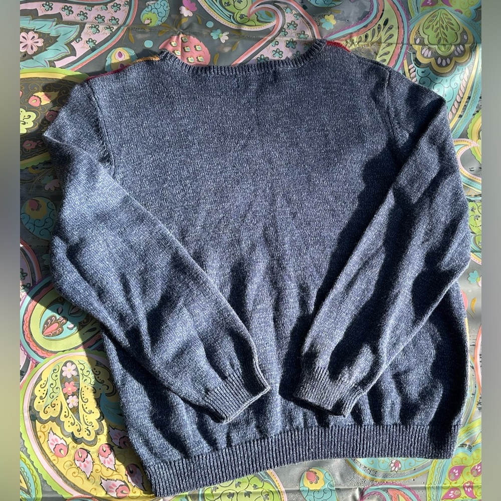 Vintage Patchwork Sweater Large Petite Color Bloc… - image 2